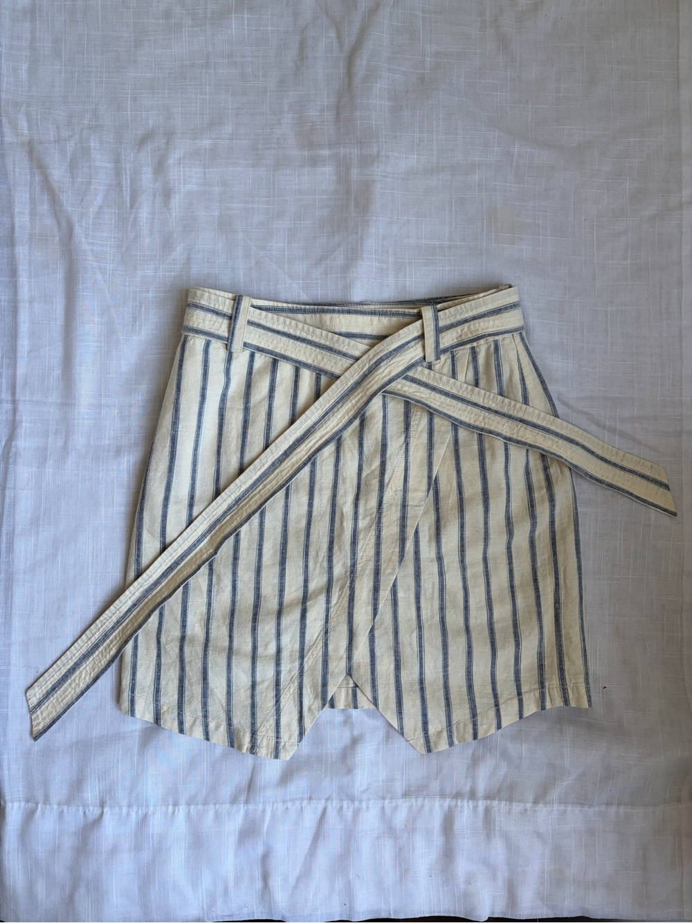 Madewell Striped Wrap-Front Mini Skirt